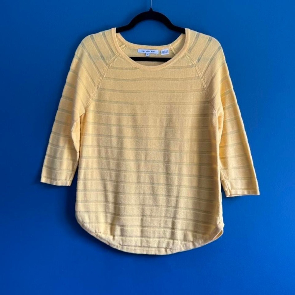 Y2K Yellow Raglan Shirt Women's Size Small 100% Cotton Knit Classic Preppy